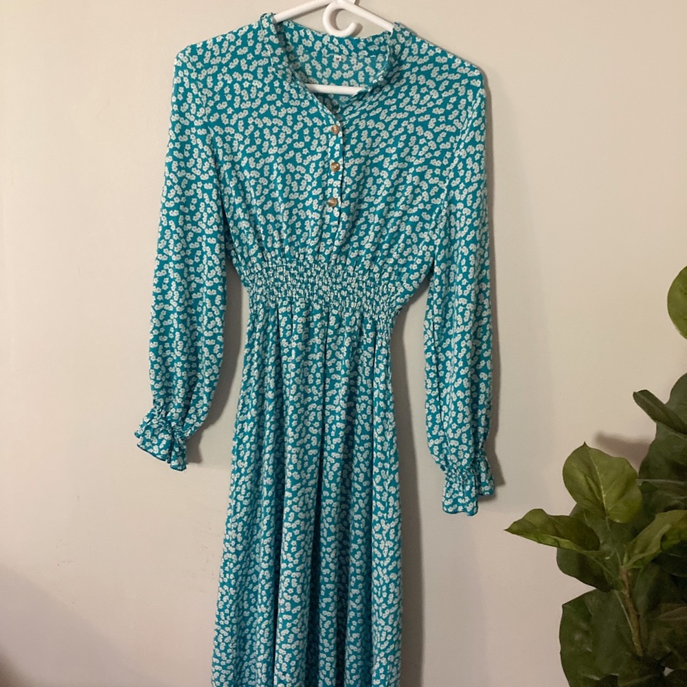 Blue midi length dress